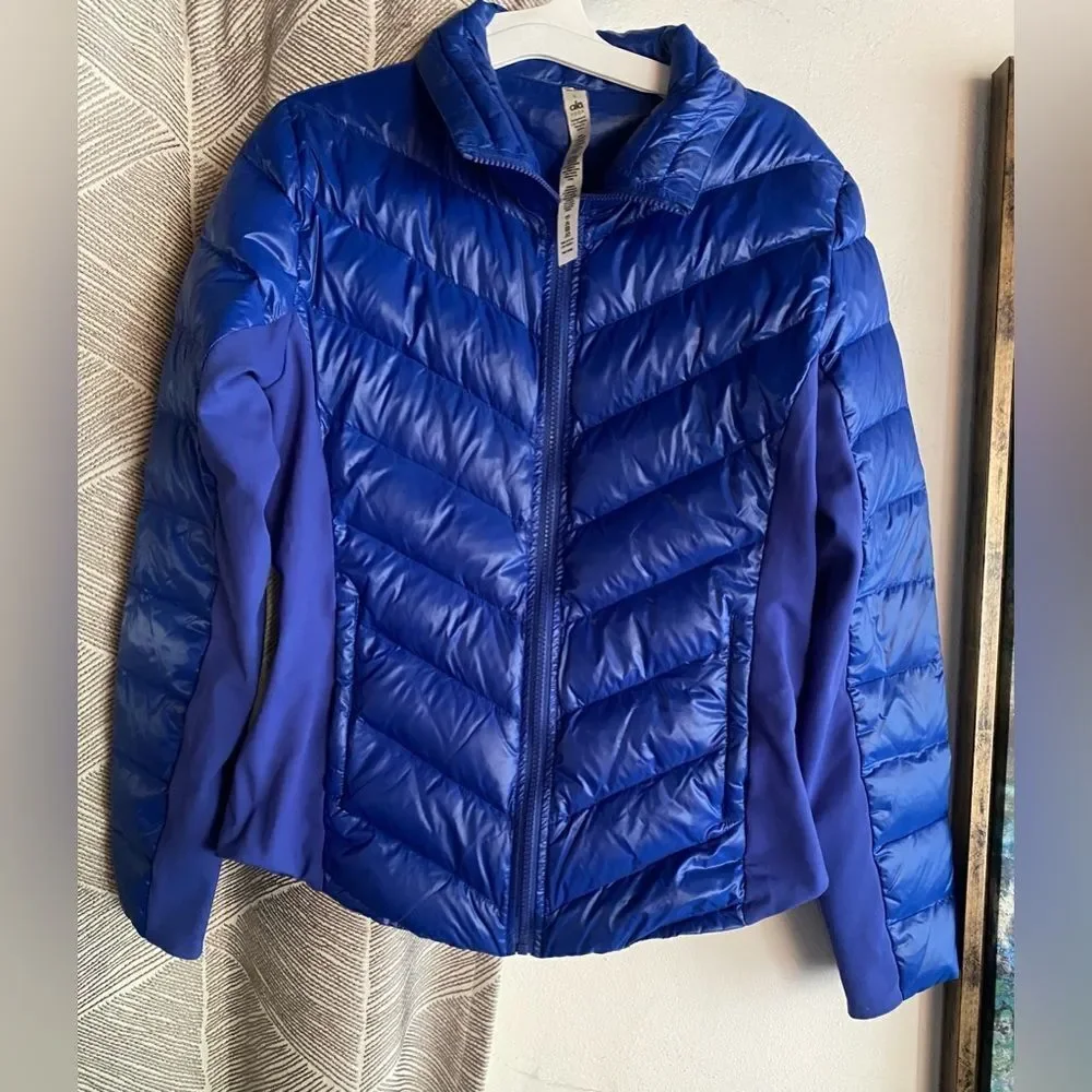 ALO YOGA Relief Quilted Puffer Down Jacket Women's Royal Blue Sz Large